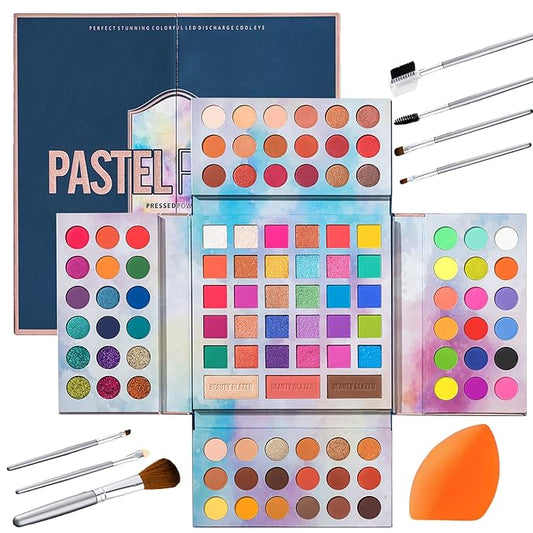 82 Vibrant Shades Makeup Palette - Matte, Shimmers, Glitters, Blush, Highlighter, Contour - Highly Pigmented Beauty Kit for Eye and Face - Perfect for Creating Bold and Unique Looks-Velvo Beauty