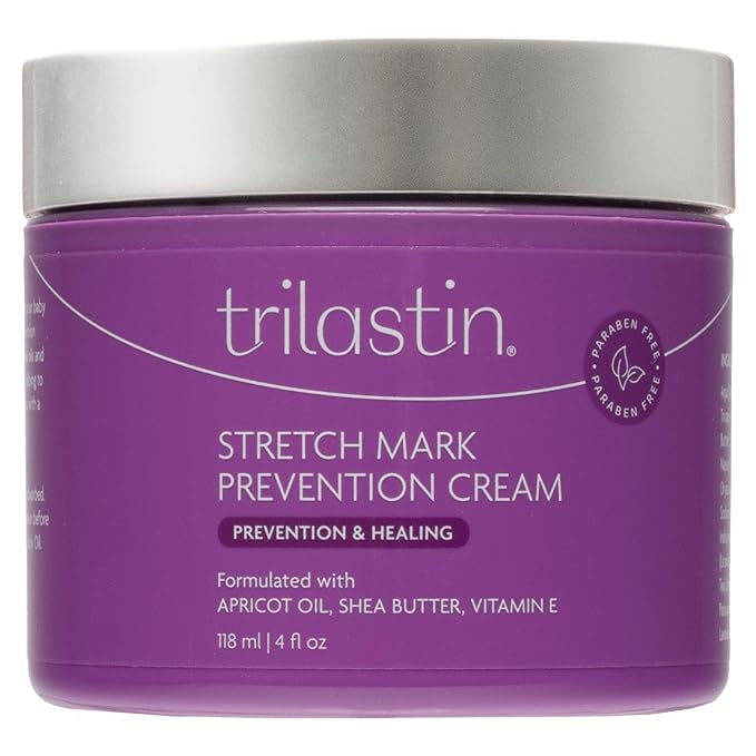TriLASTIN Maternity Stretch Mark Cream for Pregnancy - 4 fl oz - Paraben-Free & Hypoallergenic - Prevents Stretch Marks & Improves Elasticity - Shea Butter & Belly Cream for Pregnant Women-Velvo Beauty