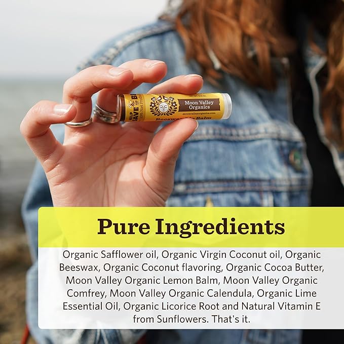 Moon Valley Organics Beeswax Lip Balm for Moisturizing Lips and Cuticles (TROPICAL COCONUT LIME, 4 Count (Pack of 1))-Velvo Beauty