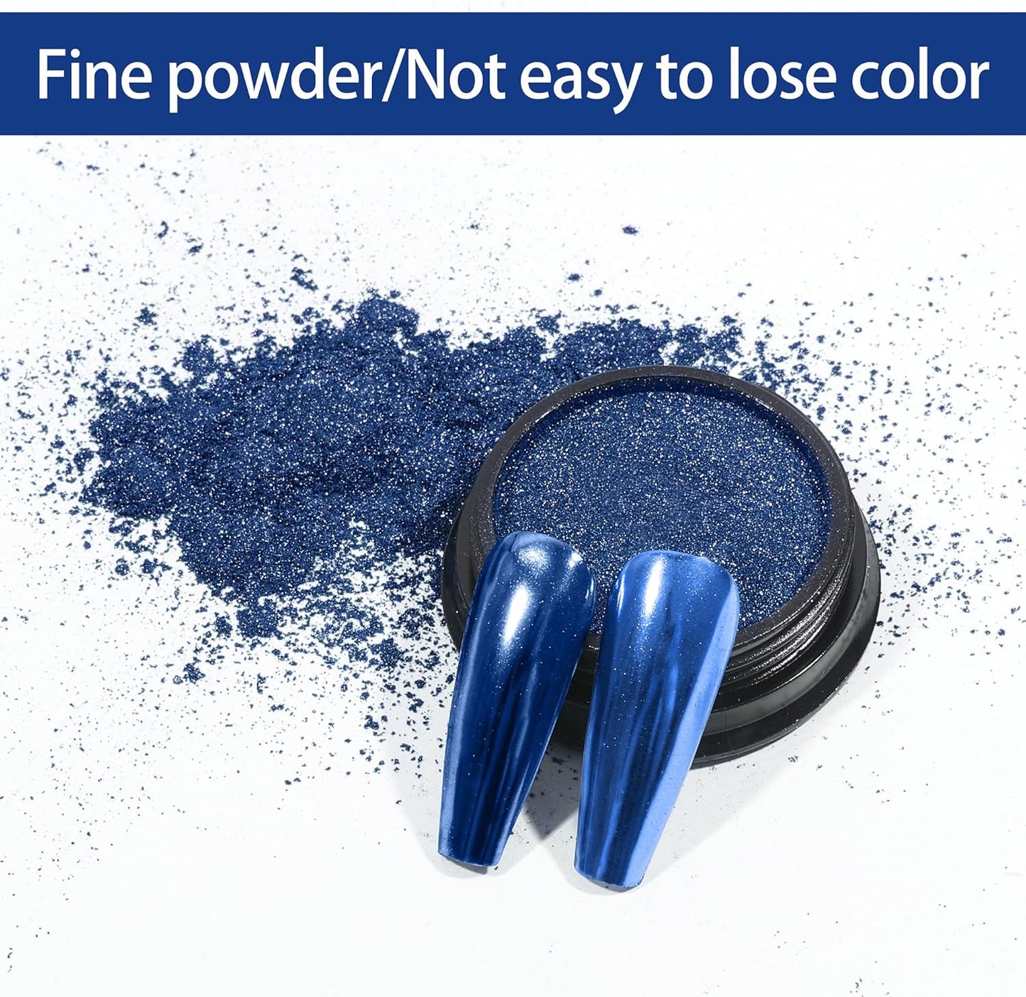 Artdone Chrome Nail Powder, Dark Blue Iridescent Aurora Powder Metallic Mirror Effect Pigment Pearlescent Mermaid Pigment Pearl Glitter Dust Kit, Nail Art Decoration, Resin Craft-Velvo Beauty