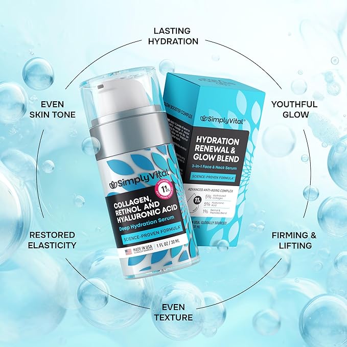 SimplyVital Moisturizer for Neck & Décolleté – With Collagen, Retinol, Peptides & Hyaluronic Acid – Anti-Aging Hydration – Made in USA – 1 fl.oz-Velvo Beauty
