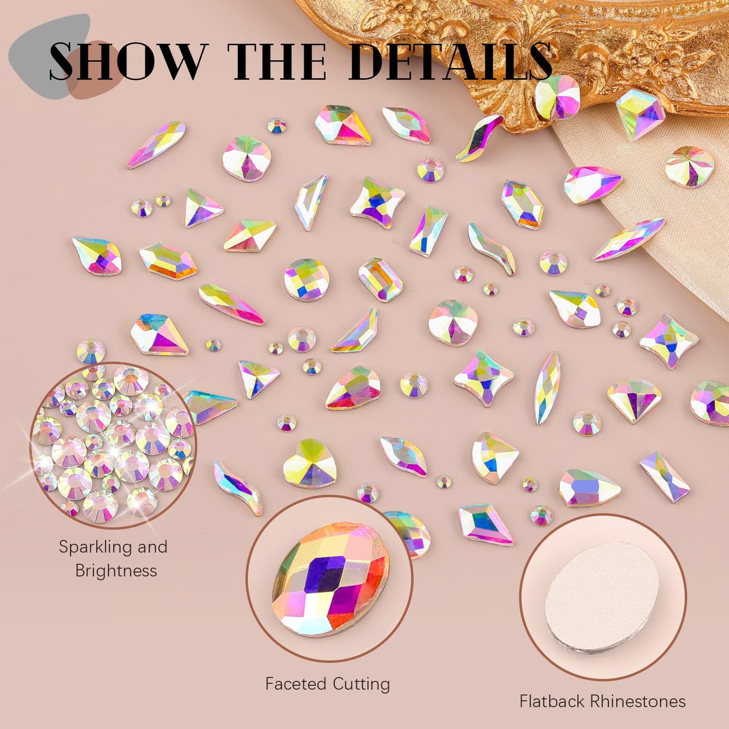 1680Pcs AB Glass Nail Rhinestones 180Pcs Multi Shapes Flatback Nail Gems + 1500Pcs 1.5-4mm Round Crystal, Manicure Nail Charms Diamond Gemstones for Acrylic Nails Decoration-Velvo Beauty