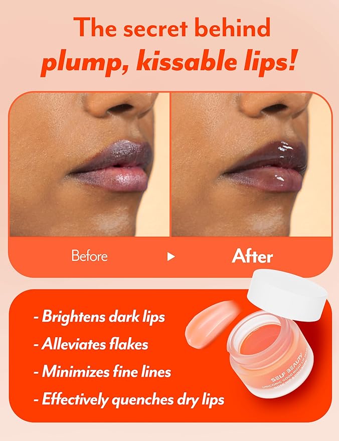 SelfBeauty Lip Mask - Rosehip & Collagen, Vegan Lip Balm, Lip Moisturizer, Overnight Hydrating Lip Treatment with Collagen Peptide, Lip Scrub Exfoliator Intensive Lip Repair, 0.51fl.oz-Velvo Beauty