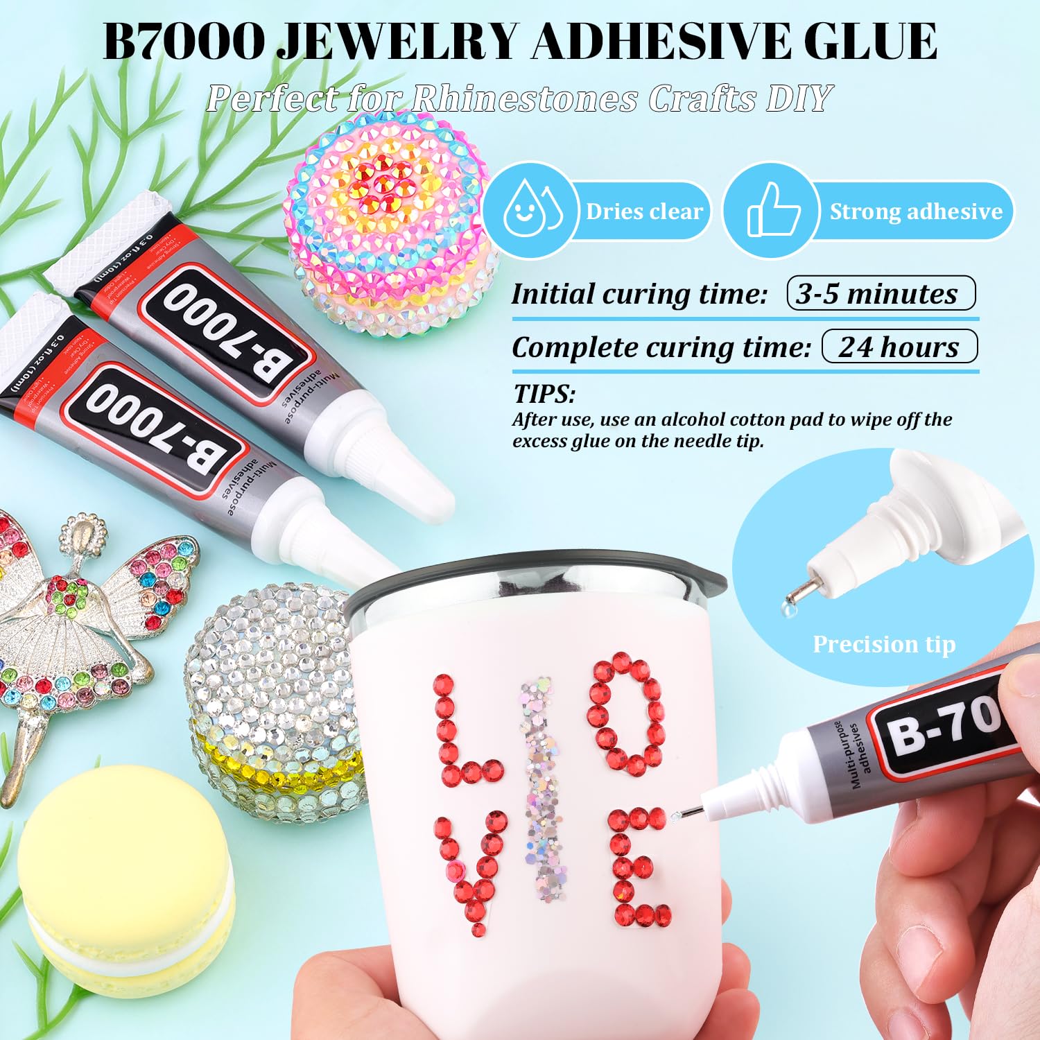 6000Pcs Resin Rhinestones for Bedazzling with 3Pcs B7000 Jewelry Glue, 1 Box Red Flatback Rhinestones for Crafting Crafts DIY, Crystals Gems for Clothing Shoes Tumblers Nail Art Makeup-Velvo Beauty