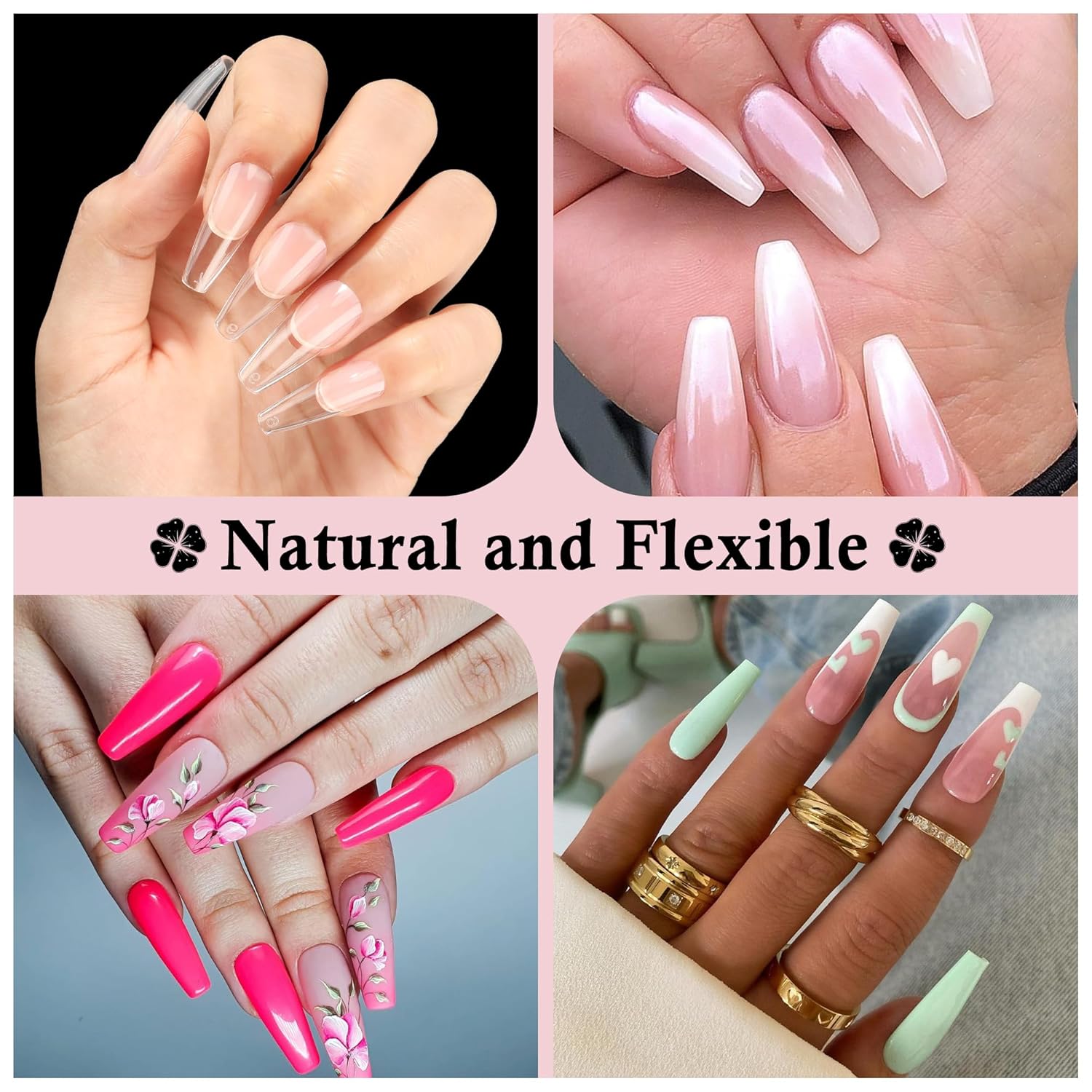 Long Coffin Nails Tips Full Cover Acrylic Nail Tips Pre-buff 240pcs Clear Coffin Fake Press On Nails No C Curve Easily DIY Art Nail Extensions Long-lasting, 12 Sizes Luckyfairy-Velvo Beauty