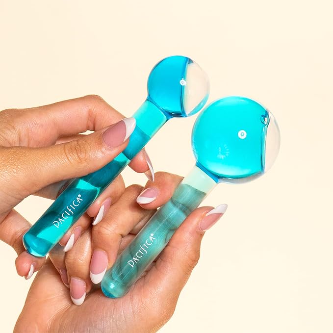 Pacifica Ice Roller Cryo Globes – Cooling Glass Facial Massager for Face, Eyes & Neck – Cold Therapy Beauty Tool for Puffy Eyes, Dark Circles, Redness, Wrinkles – Skin Care Gift for Women & Men-Velvo Beauty