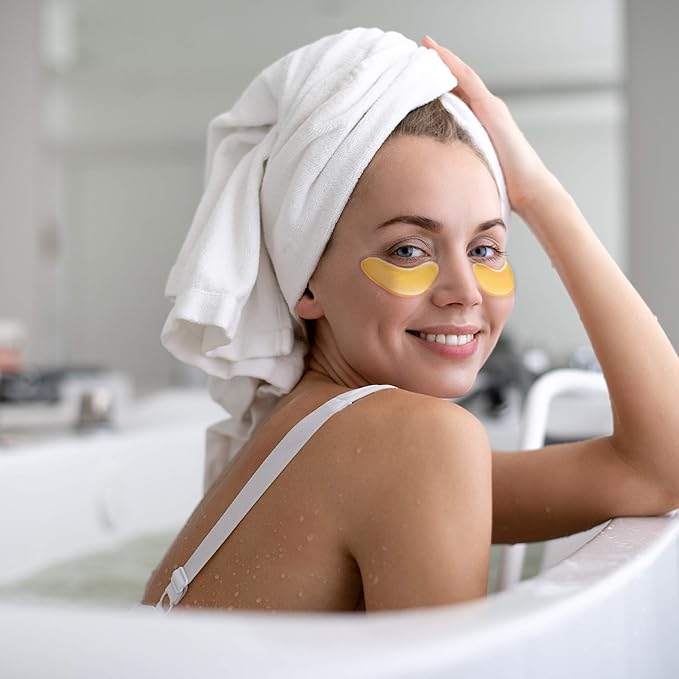 24k Gold Collagen Eye Mask: Hydrogel Under Eye Patches with Collagen & Hyaluronic Acid - Hydrating Under Eye Mask for Dark Circles, Puffy Eyes, & Under Eye Bags - Cooling Gel Treatment Pads - 15 Pairs-Velvo Beauty