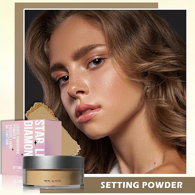 Oil Control Loose Powder Makeup Translucent Setting Powder Shimmer Long Lasting Lightweight Polvo Traslucido Maquillaje Para Mujer Face Powder Makeup - 03 Dark Complexion Shimmer-Velvo Beauty