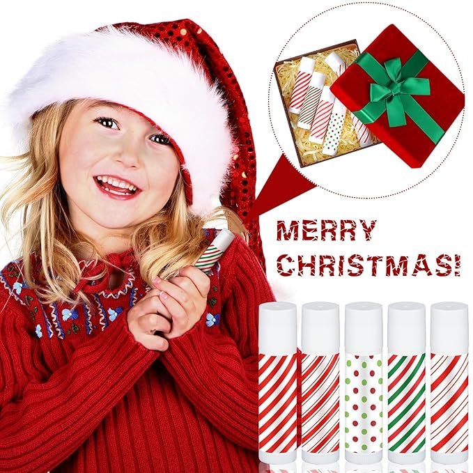 50 Pcs Christmas Peppermint Lip Balms Gifts Bulk Holiday Stocking Stuffers Holiday Treat Gifts Stuffer Goodie Christmas Party Supplies for Kids Women Men-Velvo Beauty