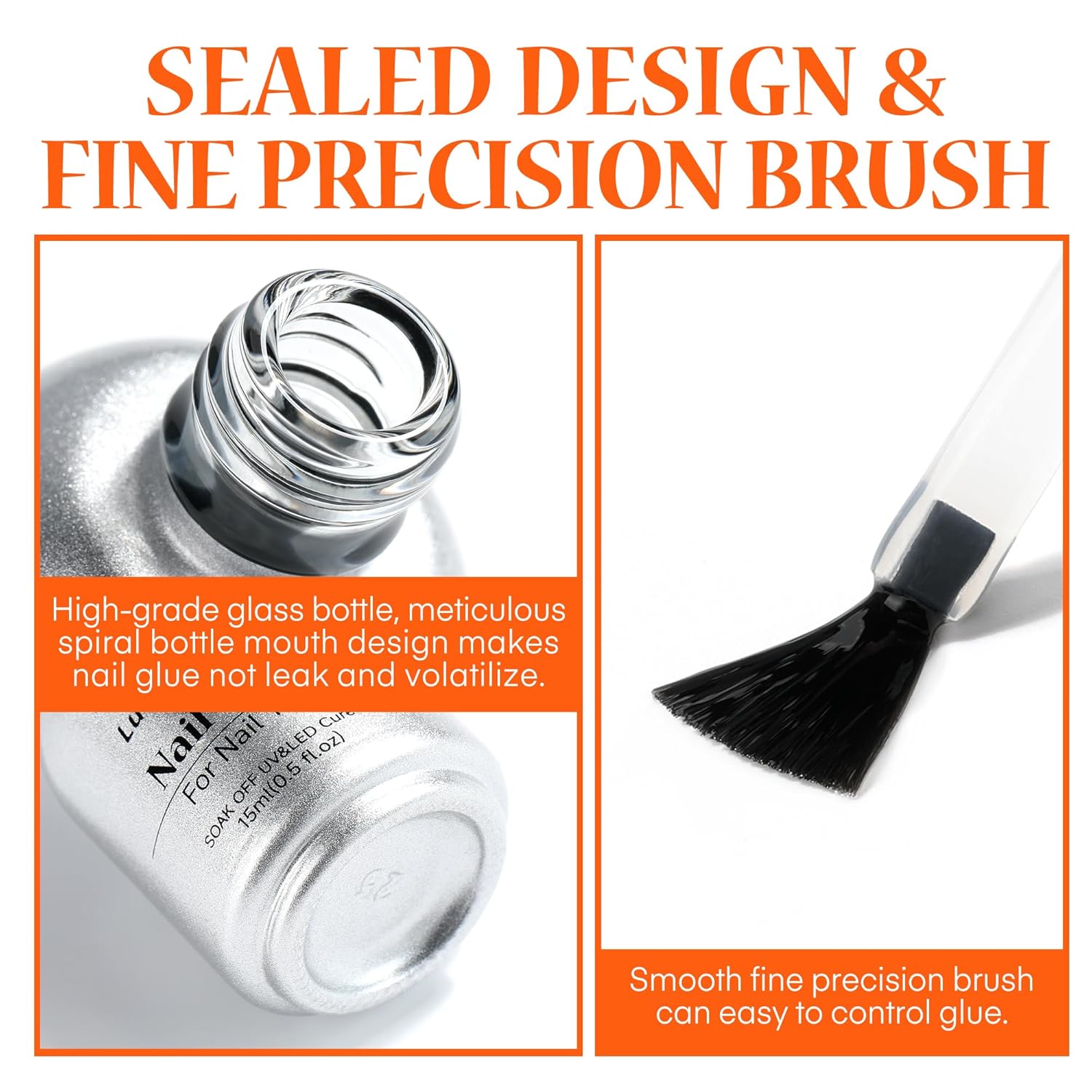 9 in One Nail Glue Gel for Acrylic Nail Tips, Super Strong Long-lasting, Curing Needed U V Extension Glue for Clear Fake Nail Tips, Press ons, Base Gel, 15ml-Velvo Beauty