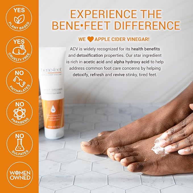 Benefeet Sweet Dreams Overnight Foot Repair - Night Cream for Detox, Moisturize & Soften Dry Cracked Skin, With Apple Cider Vinegar, Turmeric & Borage Oil, 4oz (2 Pack)-Velvo Beauty