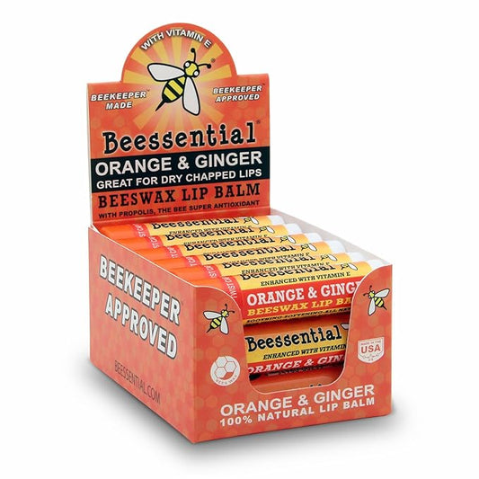 Beessential Natural Bulk Lip Balm, Orange Ginger, 18 Pack | For Men, Women, and Children. Great for Gifts, Showers, & More-Velvo Beauty