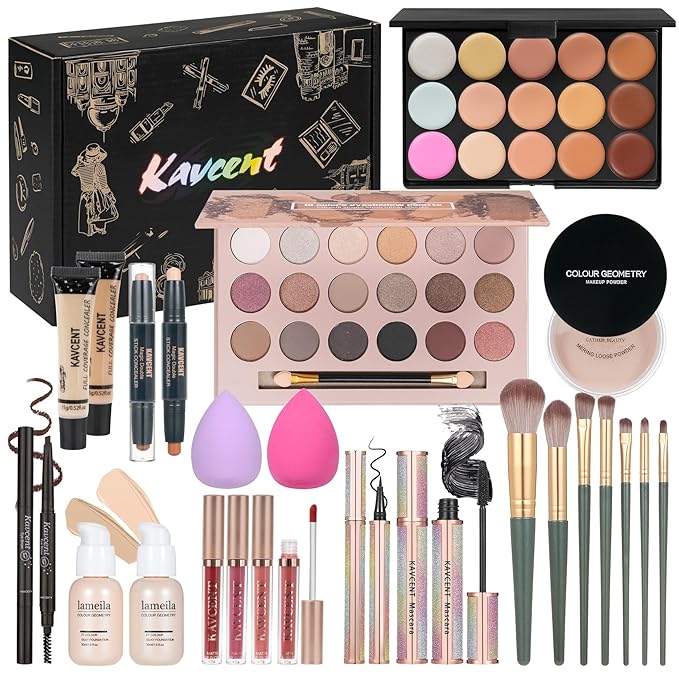 Makeup Kit Makeup Sets for Teens Makeup kits for Women Teenagers Make up Eyeshadow Palette Foundation Concealer Lipgloss Loose Powder Makeup Kit for Women Full Kit-Velvo Beauty