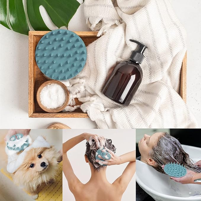 INNERNEED Scalp Massager Shampoo Brush, Wet & Dry Manual Scalp Care Head Scrubber Hair Washing, Soft Silicone Bristles, for Hair Growth, Dandruff Removal (Pack of 4)-Velvo Beauty