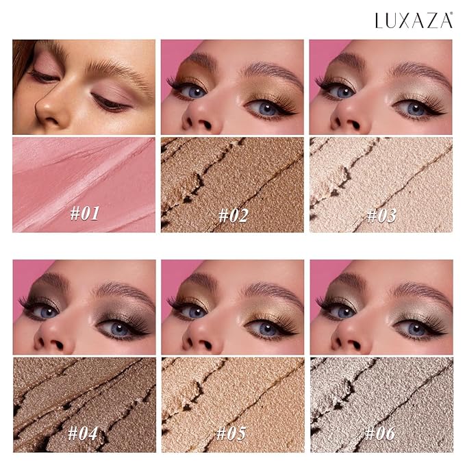 Neutral Eyeshadow Stick Makeup 6PCS Set, Brown Nude Metallic Shimmer Matte Cream Eye Shadow Palette Eyeliner Brightener Pencil Crayon - BROWN CANYON-Velvo Beauty