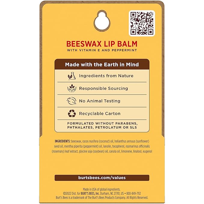 Burt's Bees Lip Balm Easter Basket Stuffers - Original Beeswax, Lip Moisturizer With Responsibly Sourced Beeswax, Tint-Free, Natural Conditioning Lip Treatment, 2 Tubes, 0.15 oz. (Pack of 2)-Velvo Beauty