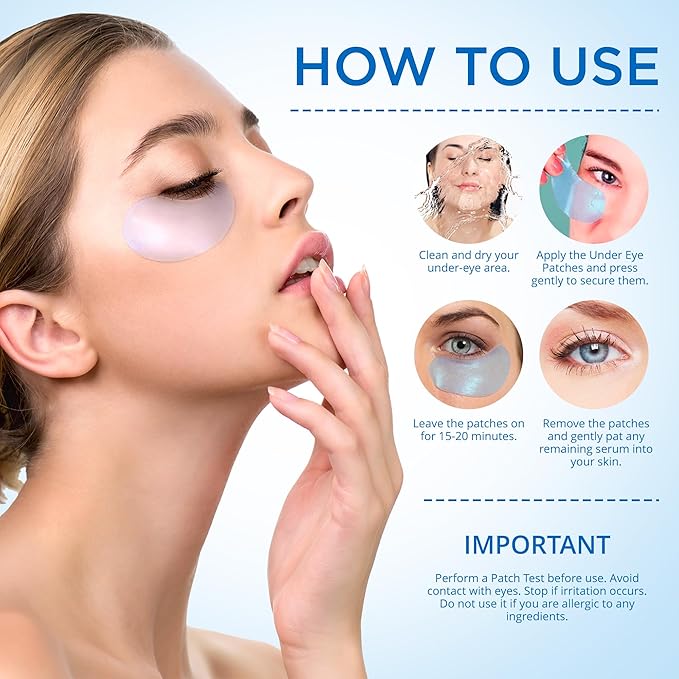 Eye Patches for Puffy Eyes 60 Pcs, 24k Gold Under Eye Patches for Dark Circles and Puffiness, Under Eye Mask Patches for Wrinkles, Dark Circles Under Eye Bags Treatment For Women And Men-Velvo Beauty