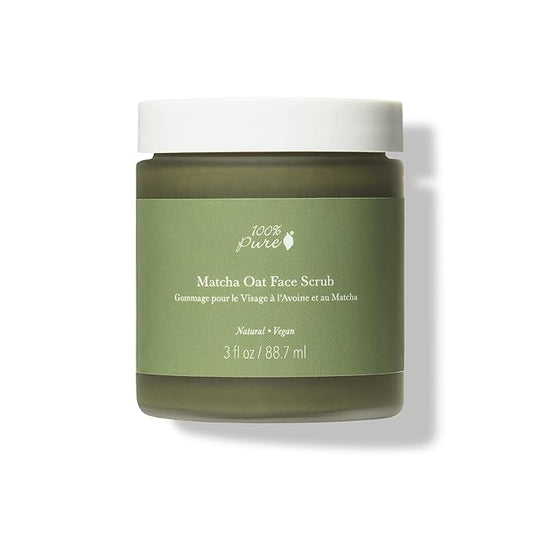 100% PURE Matcha Oat Face Scrub Facial for Glowy Radiant Skin Exfoliator & Pore Minimizer Natural Skincare for Women & Men, Vegan - 3 oz-Velvo Beauty