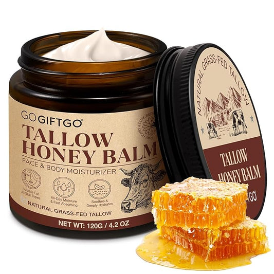 Beef Tallow for Skin,Tallow and Honey Balm,Beef Tallow for Face,Tallow Face Moisturizer,Natural Moisturizer Hydrates,Deeply Nourishes the Skin, Enhances Natural Radiance (1pcs)-Velvo Beauty