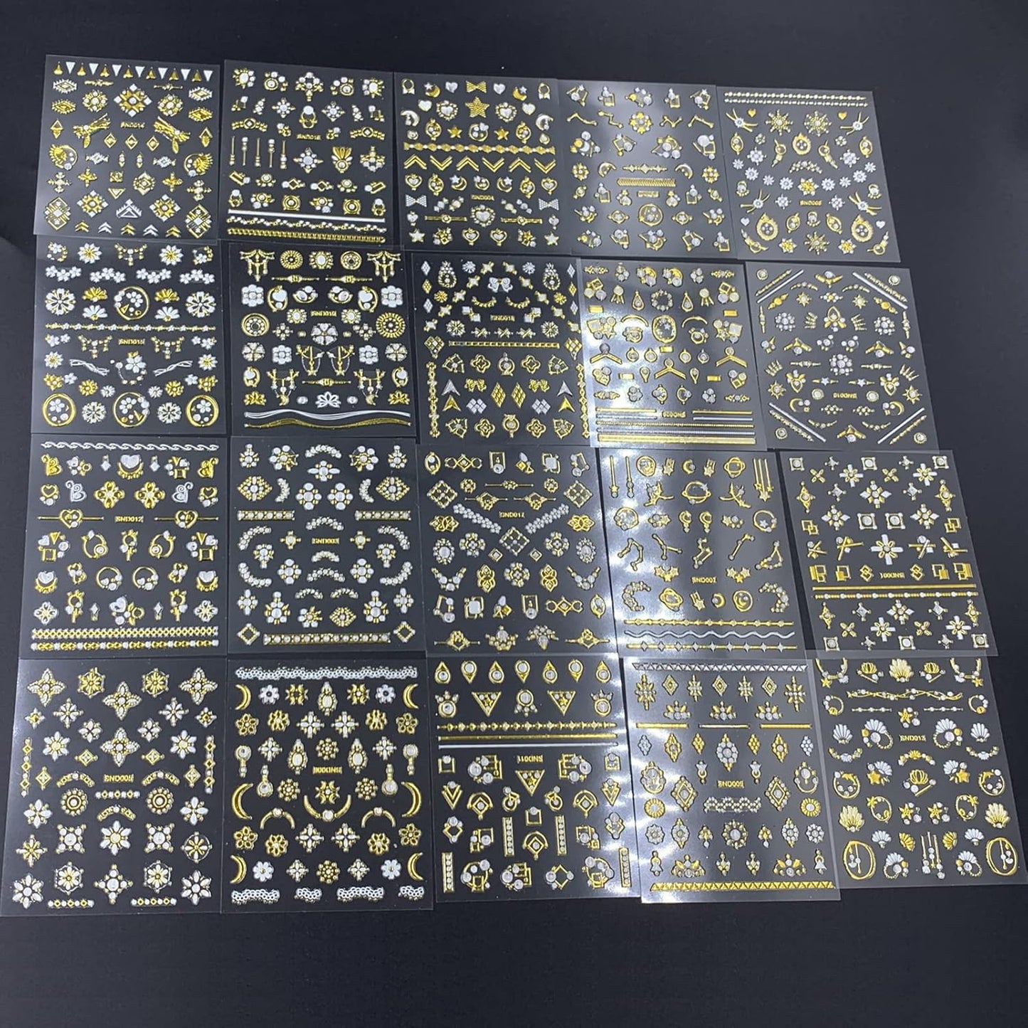 22 Sheets 3D Nail Adhesive Stickers for Women Gold Metallic Chain Line Nail Stickers Diamond Design Luxury Nail Art Decoration with with Tweezers Nail File Separators-Velvo Beauty