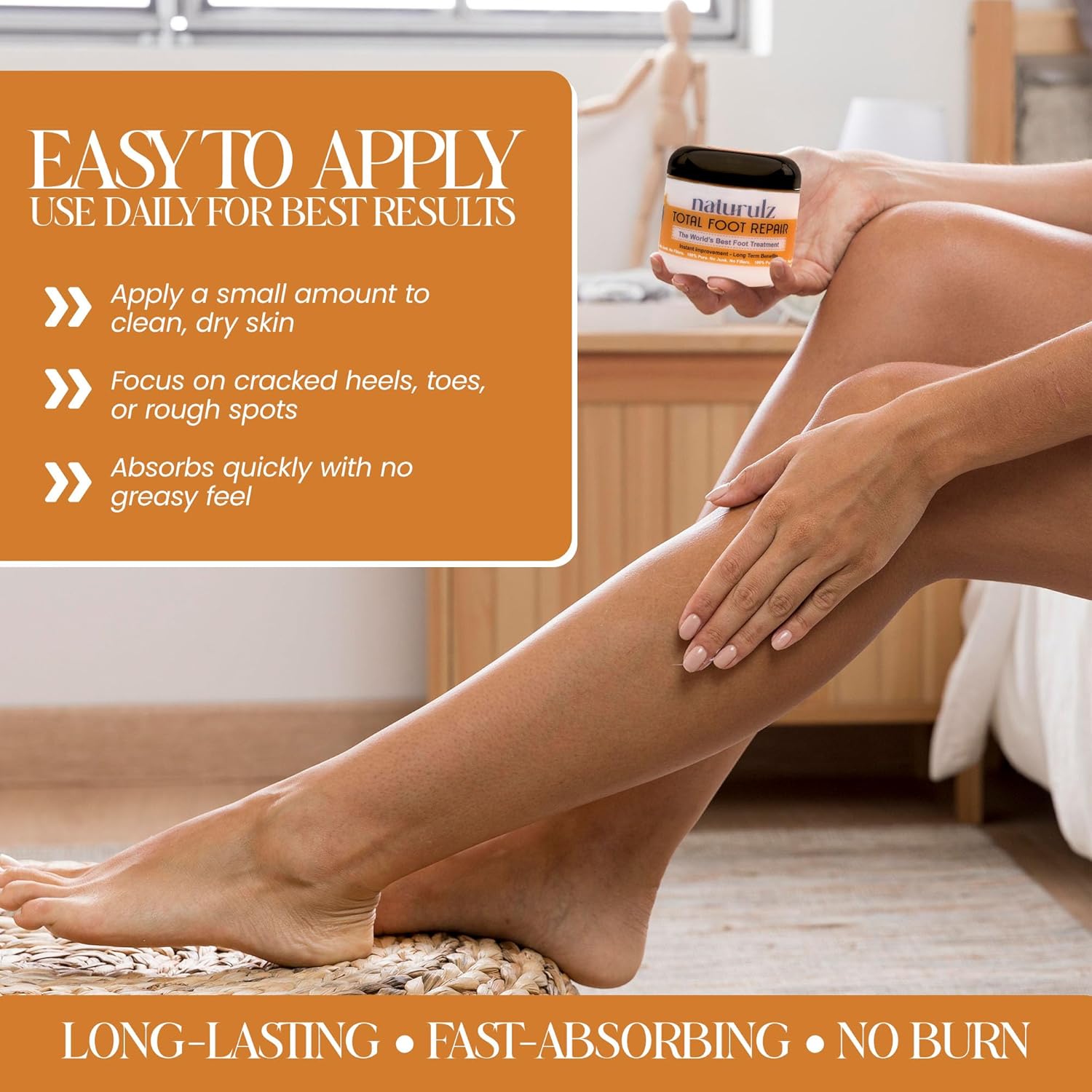 Naturulz Total Foot Repair 4oz – No Junk Foot Cream for Dry, Rough Skin & Cracked Heels, Lightweight & Compact Moisturizer for Feet, Knees, Elbows & Hands, Softens, Repairs & Smooths Cracked Skin-Velvo Beauty