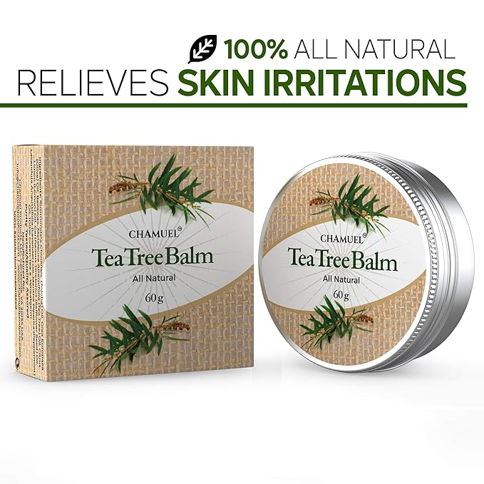 Tea Tree Oil Balm -100% All Natural | Great Cream for Soothing Irritations like Rashes, Insect Bites, Folliculitis, Acne, Itches, Dry Heels, Cuticles, Saddle Sores and more!-Velvo Beauty