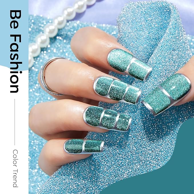 modelones Cat Eye Gel Nail Polish Set, 6 Colors Holographic 9D Glassy Cat Eye Glitter Gel Polish Set Black Blue Purple Green Nail Polish Kit with Magnet Soak Off LED Nail Art DIY Salon Gift-Velvo Beauty