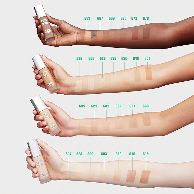 3INA The 24H Foundation 651-24H Long-Wearing Formula - Medium To High Buildable Coverage - Smooth Matte Finish - Expanded Shade Selection - Waterproof, Cruelty Free, Vegan Makeup - 1.01 Oz-Velvo Beauty