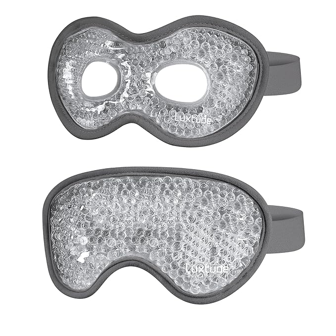Luxtude Gel Eye Mask 2PCS, Reusable Cooling Eye Masks for Sleeping, Hot Cold Eye Mask Ice Pack, Frozen Cold Eye Compress for Puffiness/Dark Circles/Headaches/Migraines/Eye Bags/Stress Relief (Gray)-Velvo Beauty