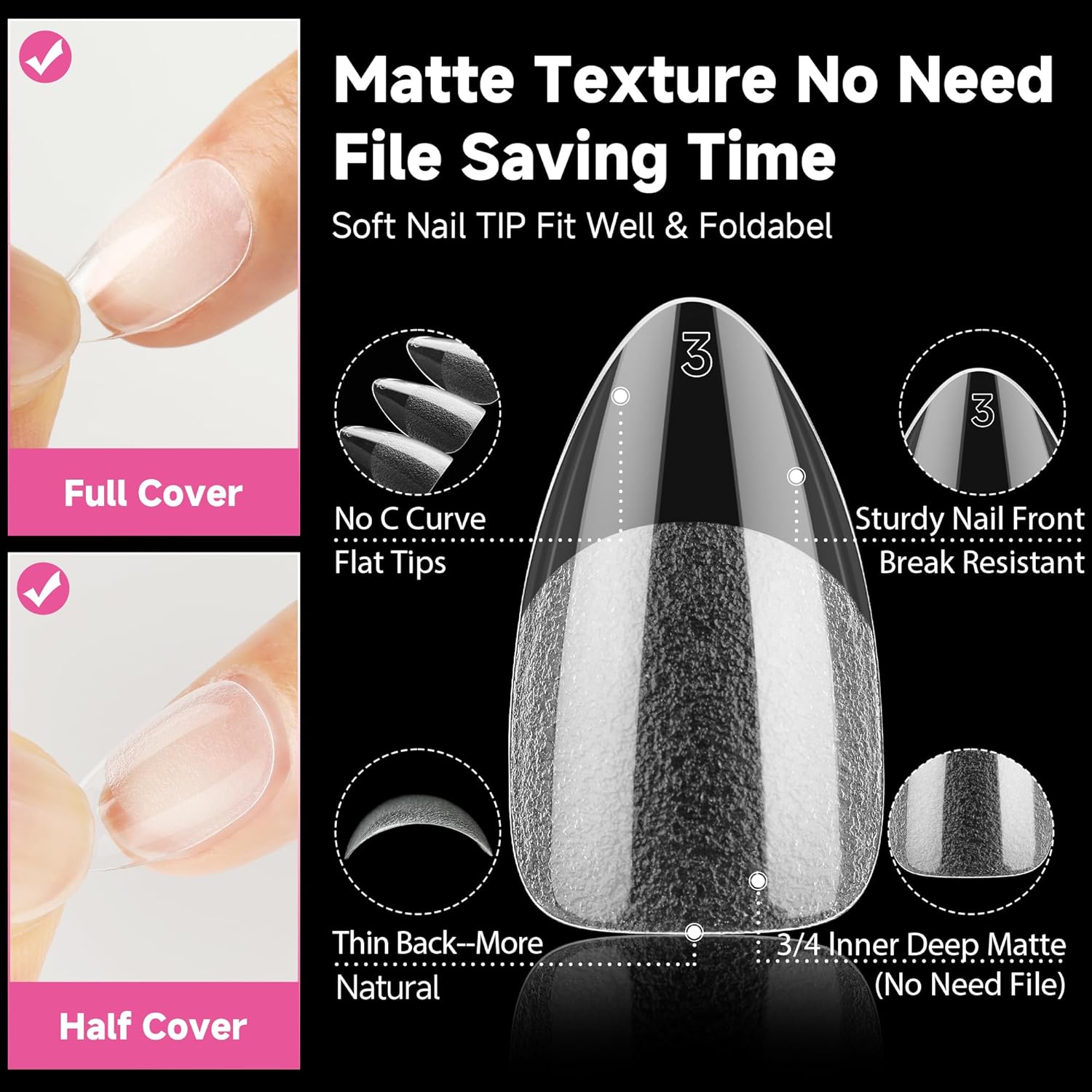 UNA GELLA Short Almond Nail Tips, 312pcs Short Almond Gel Nail Tips Shape Pre Etched Press On Nails Clear Acrylic Fake Nails No C Curve for Full Cover Nails Extension Home Art DIY Salon 12 Sizes-Velvo Beauty