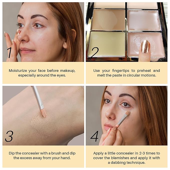 FV 6 Colors Cream Concealer Palette, Full Coverage & Long Lasting Colors Corrector Palette for Dark Circles, Redness, Acne with Natural Finish Cream Foundation Palette, 01 Light Shade-Velvo Beauty
