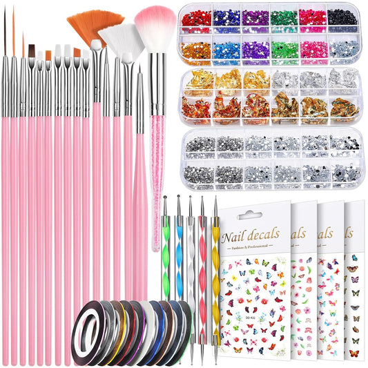 Teenitor Nail Art Brushes Set, Nail Art Tools, Nail Art Kit, Nail Art Supplies, Nail Rhinestones, Nail Accessories For Nail Art-Velvo Beauty