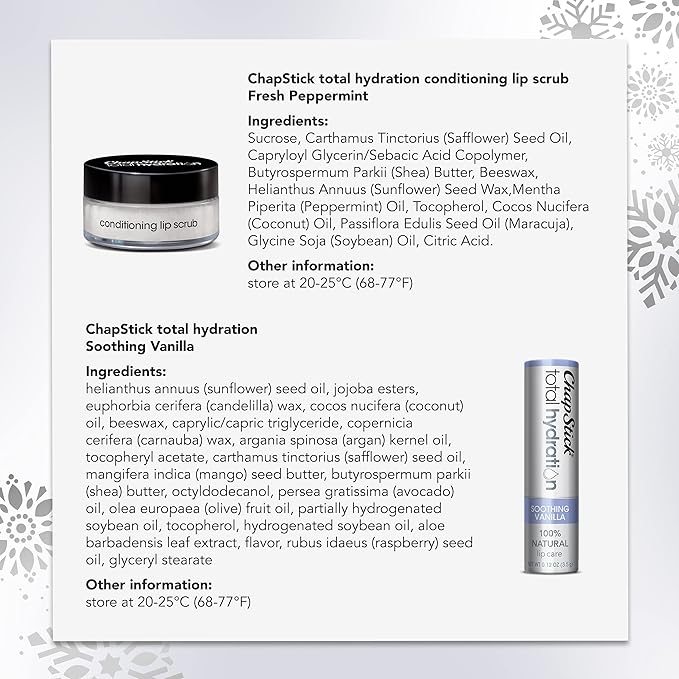 ChapStick Total Hydration Lip Kit Gift Set, Lip Moisturizer, Lip Scrub and Lip Balm Set - 4 Count-Velvo Beauty