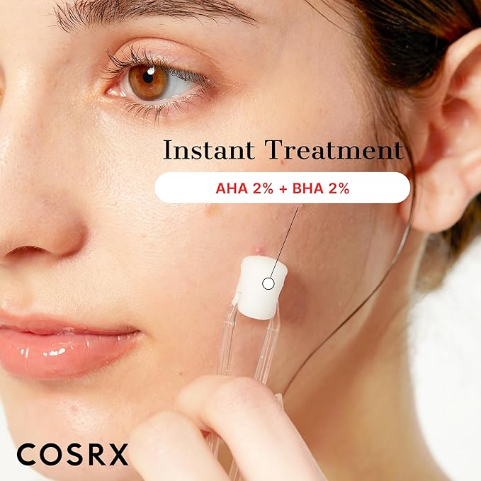 COSRX AHA 2% BHA 2% Blemish Treatment Serum, 60+ Pure Cotton Balls, Quick & Easy Daily Spot Treatment, Blackheads & Whiteheads, Sebum Control, Paraben Free, Phthalates Free, Korean Skin Care-Velvo Beauty