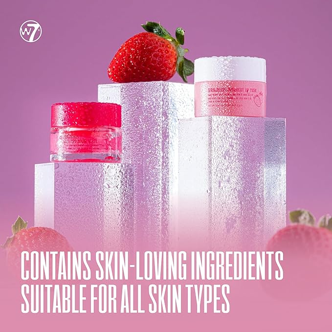 W7 Sweet Dreams Lip Scrub & Overnight Lip Mask Duo - 2Pcs Set - Strawberry Flavour - Exfoliate, Condition, Soothe & Hydrate-Velvo Beauty
