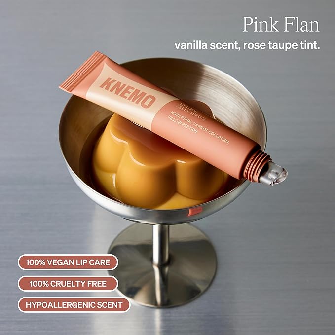 LipLock Jelly Serum for Dry Lips, Long-Lasting, Hydrating, Plumping, Glossy Mask with Rose PDRN, Carrot Collagen, Pillow Peptide, Moisturizing Tinted Lip Balm. (Pink Flan)-Velvo Beauty