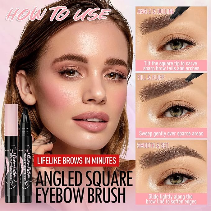 Eyebrow Pencils for Women, Liquid Microblading Eyebrow Pen with Square Angled Brush & Ultra-Fine Precision Tip – Natural Hair-Like Strokes, Waterproof, Smudge-Proof & Long-Lasting, Easy to Use (Black)-Velvo Beauty