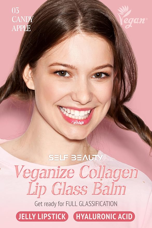 Veganize Collagen Lip Glass Balm | Hydrating Lip Balm in 9 Vibrant Colors | Moisturizing Lip Care Infused with Collagen Jelly Magic | No Animal Trial Lip Balm 0.06 oz (No. 3 Candy Apple)-Velvo Beauty