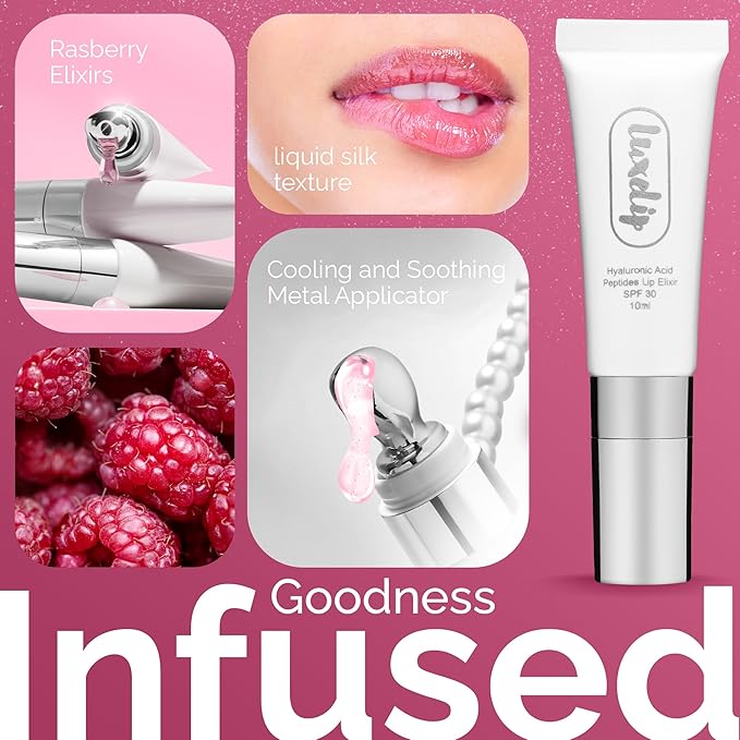 Tinted Lip Balm Elixir for OIder Women, Hydrating Vegan Lip Care with Sheer Color & Moisturizing Glow – Non-Sticky Nourishing Lip Treatment for Soft, Smooth Lips (Raspberry 10ml)-Velvo Beauty