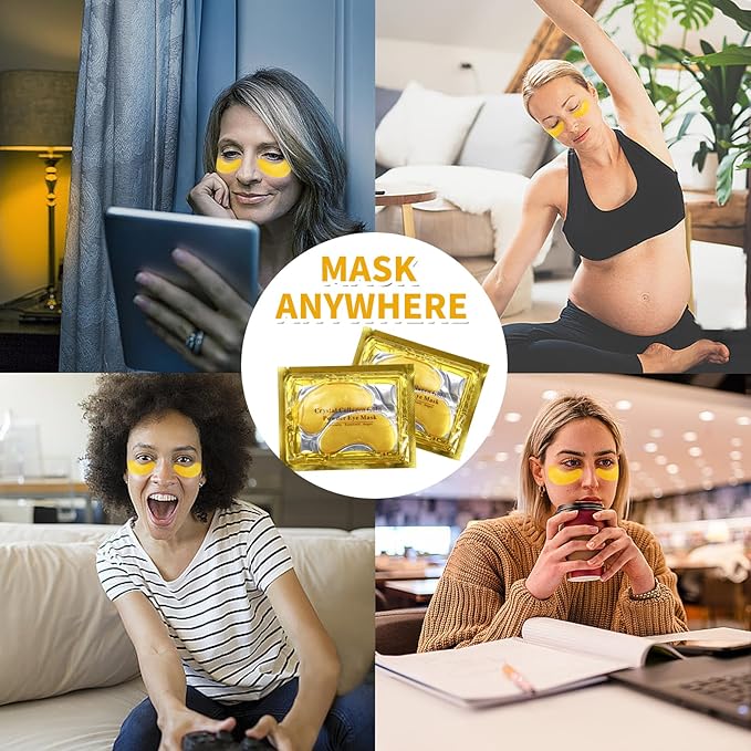 30 Pairs Under Eye Patches,Gold Under Eye Mask,Eye Masks Skincare Enriched with Collagen,Eye Patches for Puffy Eyes and Dark Circles,Undereye Bags,Reduce Wrinkles,Anti-Aging-Velvo Beauty