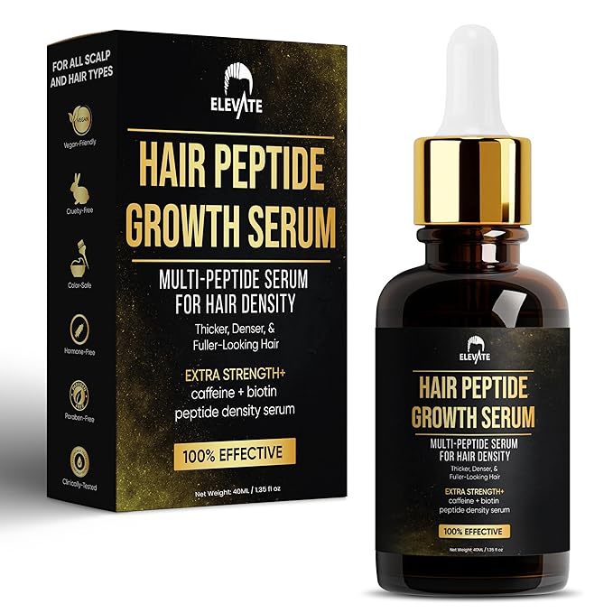 Elevate Multi-Peptide Hair Growth Serum Caffeine + Biotin Peptide Density for Fuller Thicker Visibly Longer Natural Hair Regrowth – Vegan Safe & Gentle Scalp Serum Formula Treatment for Thinning Loss-Velvo Beauty