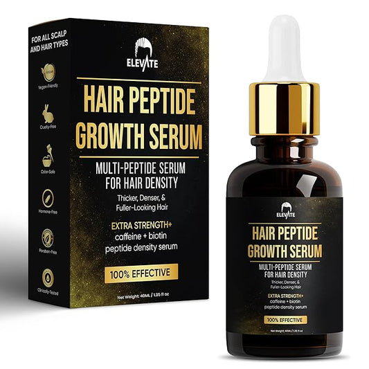 Elevate Multi-Peptide Hair Growth Serum Caffeine + Biotin Peptide Density for Fuller Thicker Visibly Longer Natural Hair Regrowth – Vegan Safe & Gentle Scalp Serum Formula Treatment for Thinning Loss-Velvo Beauty