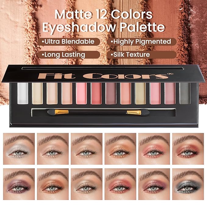 Makeup Present Set for Teen Girl, Travel Makeup Kit for women, Makeup Full Kit for Beginner & Professionals, Makeup Bundle Include 12 Color Matte Eyeshadow Palette, Natutal Foundation, Lip Gloss-Velvo Beauty