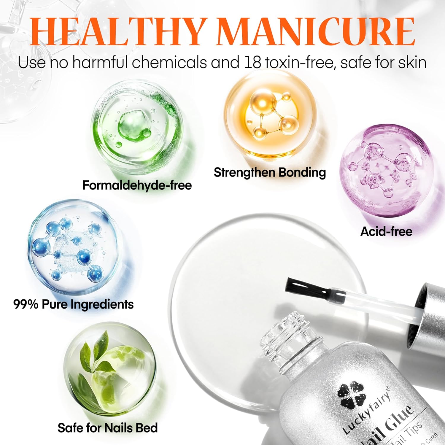 9 in One Nail Glue Gel for Acrylic Nail Tips, Super Strong Long-lasting, Curing Needed U V Extension Glue for Clear Fake Nail Tips, Press ons, Base Gel, 15ml-Velvo Beauty