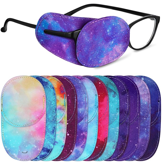 Newcotte 12 Pcs Eye Patch for Kids Girls Boys Reusable Eye Patch for Glasses over the Lens Colorful Eye Patch Toddler Eye Patch Adorable Kids Eye Patches Assorted Eye Patch Cover (Starry Sky)-Velvo Beauty