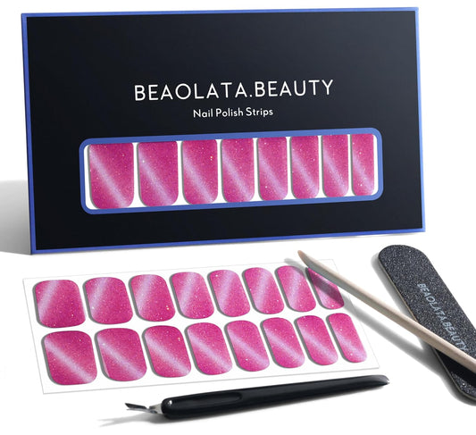 Nail Polish Strips, 32PCS Salon Quality Wraps, Long Lasting Gel Nail Stickers for Women Easy Apply& Remove (Pink Dazzles)-Velvo Beauty
