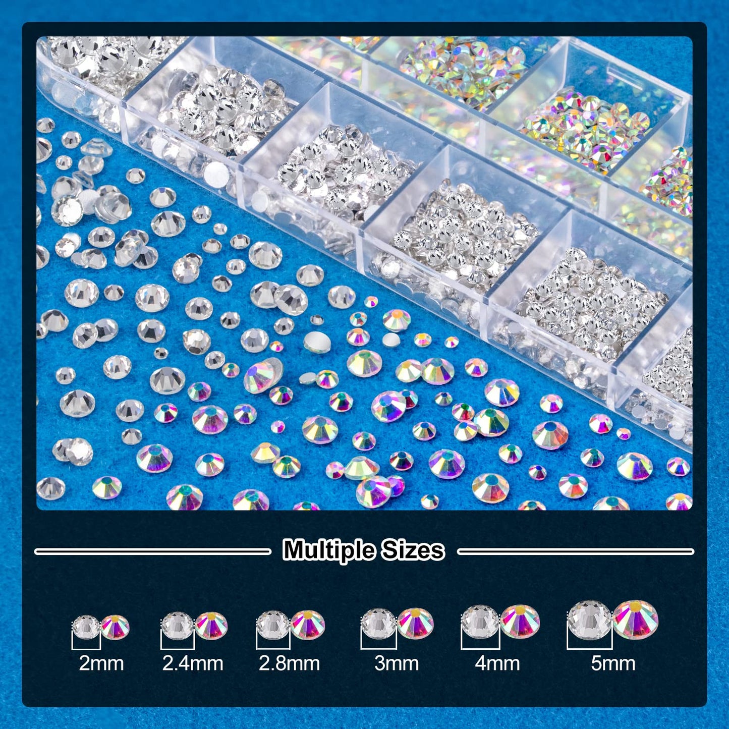 Nail Art Rhinestone Glue Gel&2 Boxes Flatback Gems Kit, 1 Tube of 15ml Rhinestone Gel Glue+Round AB&Clear Gems+Flat-Back Half Round White&Beige Pearls with Pickup Tools-Velvo Beauty