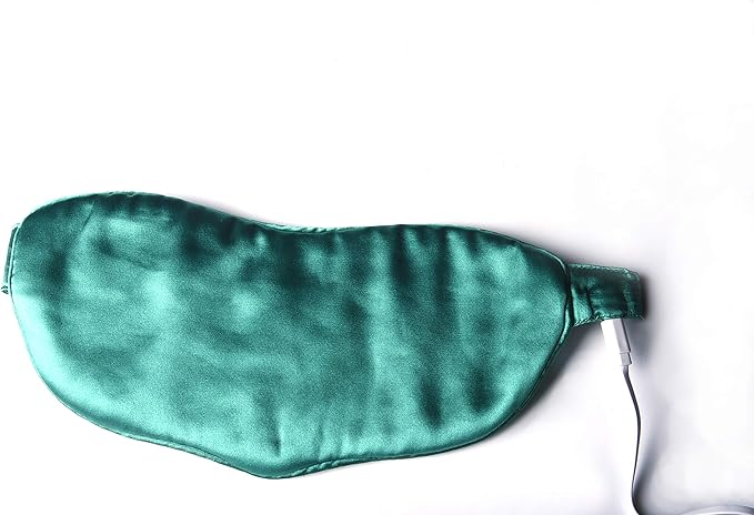 Silk Heated Sleep Eye Mask for Dry Eyes - Stye Treatment Graphene Eye Patches Hot Compress for Eyes, Relieves Dark Circles and Under-Eye Puffiness Belpharitis, Breathable eyeshade for Women Green-Velvo Beauty