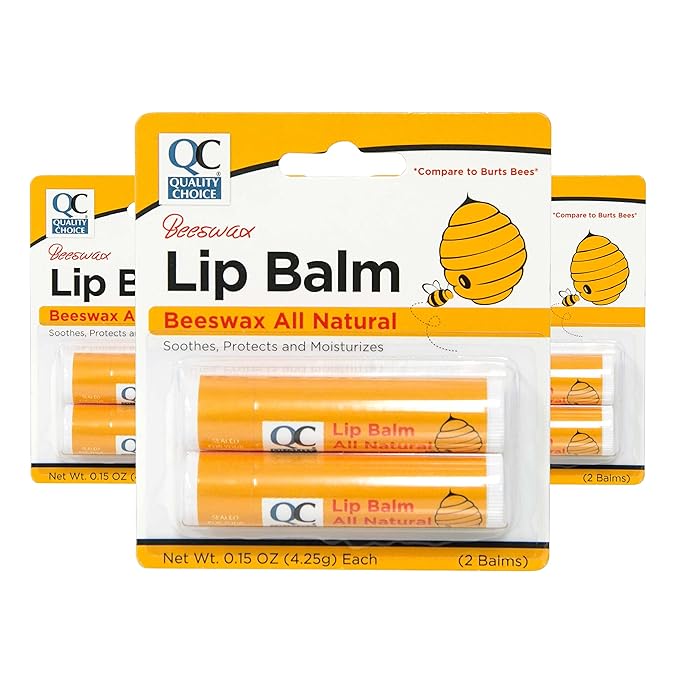 Quality Choice Beeswax Lip Balm All Natural 2 Tubes 0.15oz Each (1)-Velvo Beauty