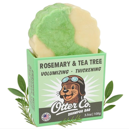 Otter co. Tea Tree and Rosemary Volumizing and Thickening Shampoo Bar - Olive Oil, Green Tea, Nettle, Zinc – Vegan, Sulfate Free & Non Toxic – Women and Mens Shampoo, All Hair Types, Made in USA-Velvo Beauty